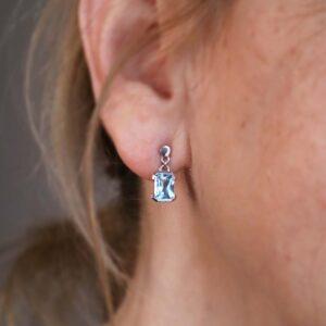 Aquamarine drop earrings in white gold